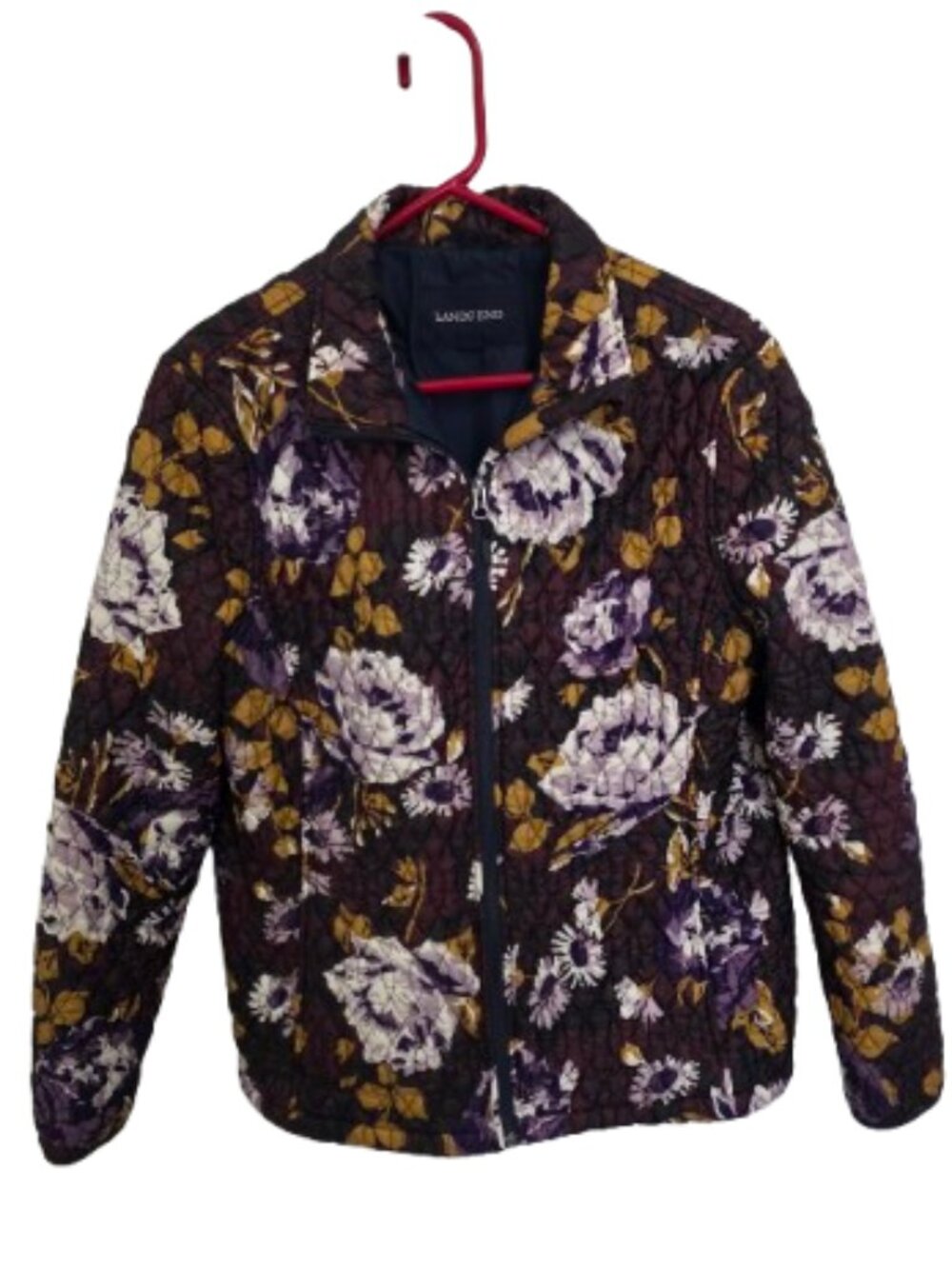 Lands End Women's XL Quilted Floral Jacket Purple Cottagecore Cabincore